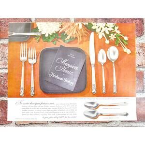 1950 Mansion House in Heirloom Sterline Flatware Silverware‎ Vtg Print Ad